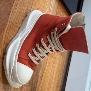 Rick Owens Orange and white High-Top Sneakers